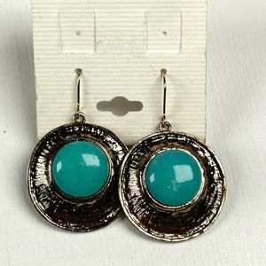Costume Blue Gold Circle Earrings C-4